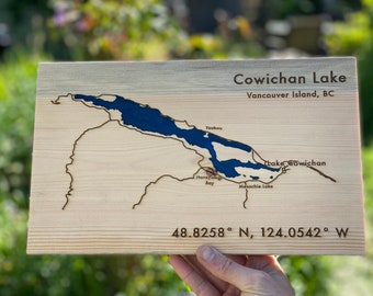 Lake Cowichan Shawnigan Vancouver Island BC Sign Wood Epoxy