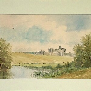 Aquarelle originale « Château d&#39;Alnwick »