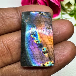 Multi Flashy Labradorite Cabochon, Loose Gemsone, Size - 32X19X6  Mm, Rectangle  Multi Purple Fire Labradorite Making For Pendant Jewelry.
