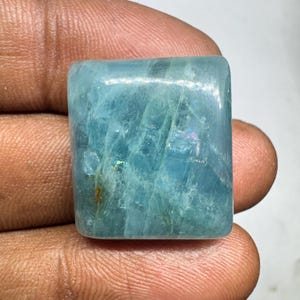 Natuurlijke aquamarijn rechthoekige vorm, handgemaakte cabochon, maat: 22 x 20 x 8 mm losse edelsteen, maken voor sieraden. 36 kt