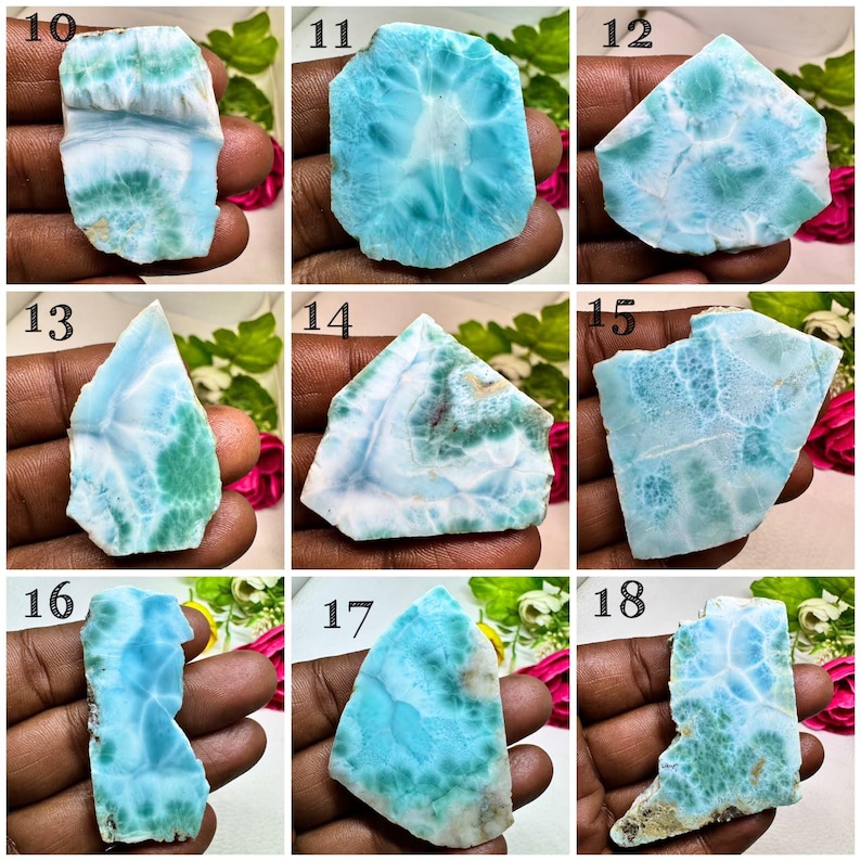 AAA+ Grade Larimar Slab, Mix Shape & Size Gemstone Raw, Larimar Crystal ...