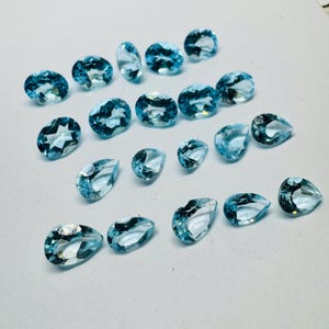 Faceted Blue Topaz Gemstone Lot: Loose Stones for Jewelry Making