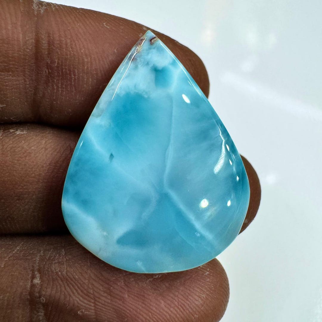 Brilliant Larimar Teardrop Cabochon, Caribbean Blue Pectolite, Unique ...