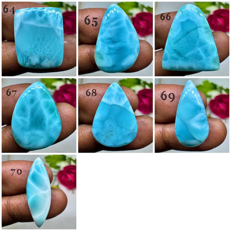 Genuine Blue Larimar Cabochon, Loose Gemstone, Mix Shape & Size, Smooth ...