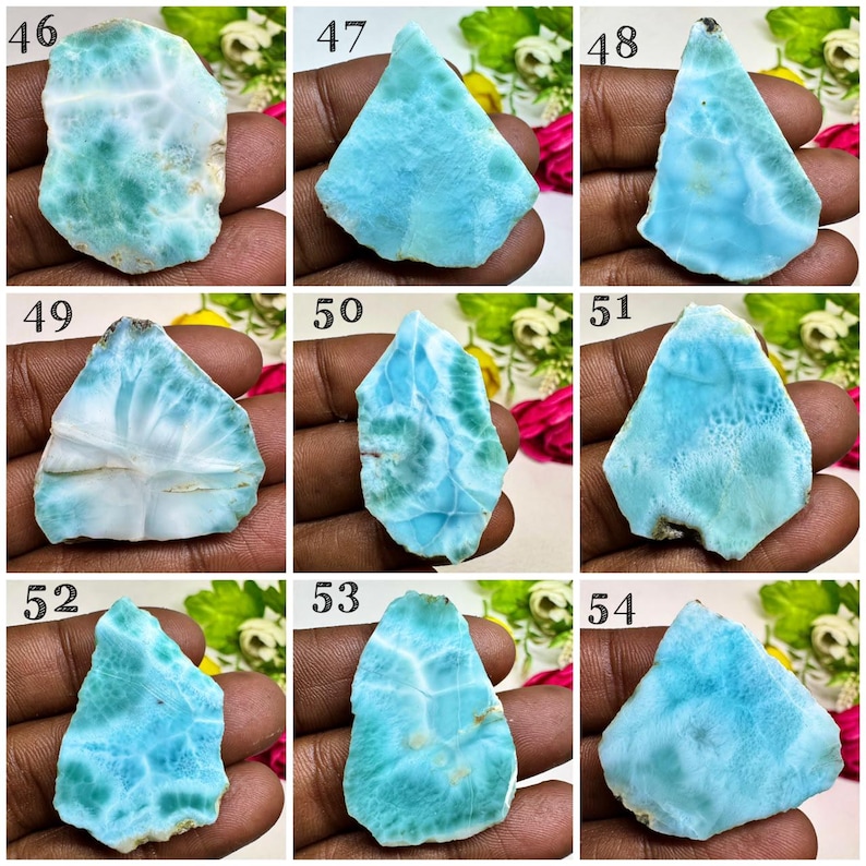 AAA+ Grade Larimar Slab, Mix Shape & Size Gemstone Raw, Larimar Crystal ...