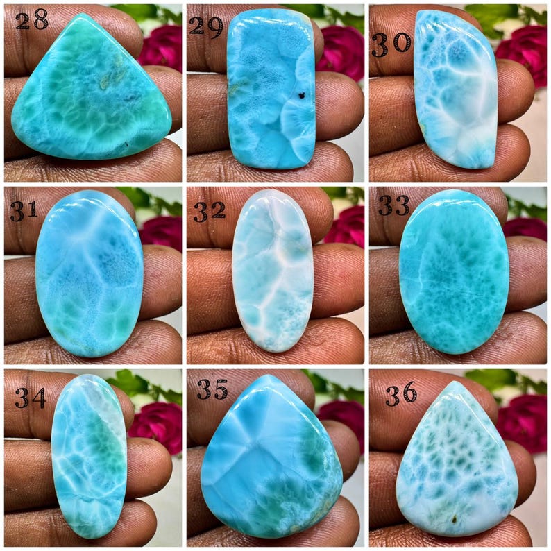Genuine Blue Larimar Cabochon, Loose Gemstone, Mix Shape & Size, Smooth ...