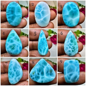 Äkta blå larimar cabochon, lös ädelsten, blandad form och storlek, slät hög handpolerad cabochon, larimar för smycken.