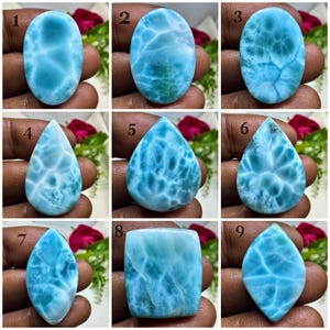 Äkta blå larimar cabochon, lös ädelsten, blandad form och storlek, slät hög handpolerad cabochon, larimar för smycken.