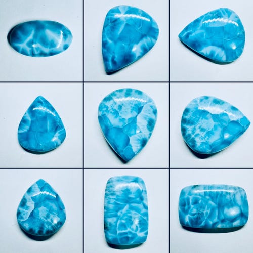 3 Cabochons Ovale En Pierre De Lune Naturelle - Blanc Laiteux Bleuté, Parfaits Pour Bijoux Ou Décoration