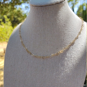 14K Gold Plated Heart Chain Choker Necklace
