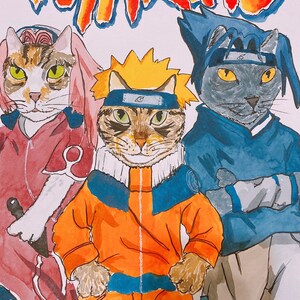 cat illustrations with anime