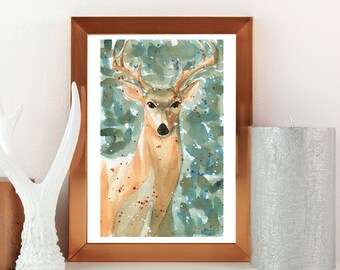 Two-Color Deer Painting Original Art Print