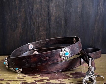 LEATHER dog leash | WESTERN dog leash, decorative dog leash, tooled dog leash, custom dog leash, Dog gift