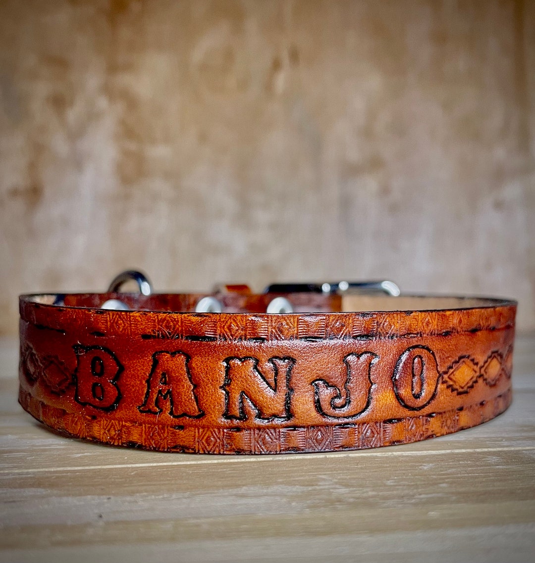 Personalized Leather Dog Collar, Name on Dog Collar, Western Dog Collar