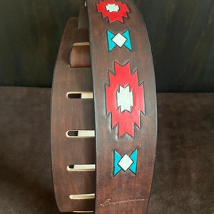 Leather guitar strap, Americana Guitar Strap, Acoustic Guitar Strap, Guitar Strap, Southwestern Guitar Strap