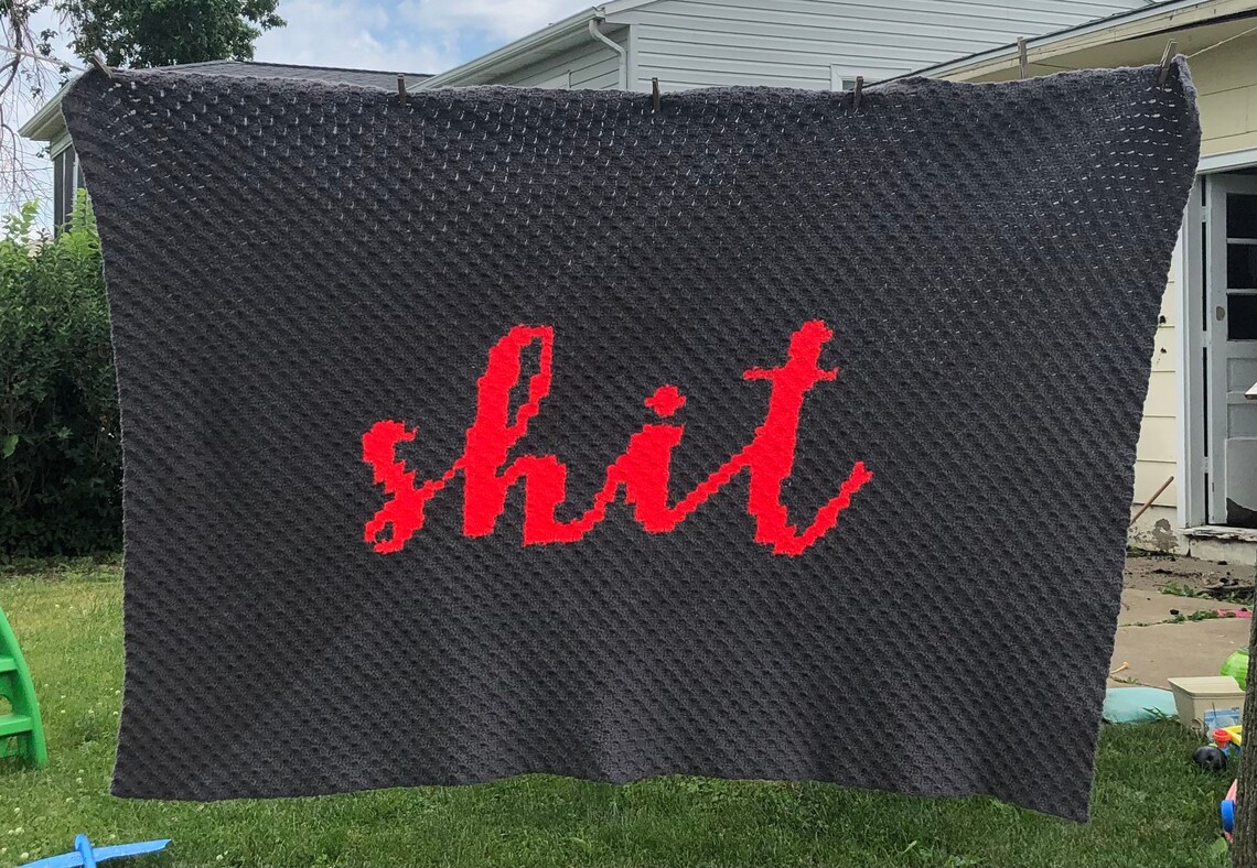 CROCHET PATTERN, Curse Word Blanket, Shit Blanket, C2C Etsy