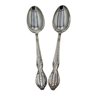 New International Silver WM Rogers PRECIOUS MIRROR 1954 Serving Spoon Set  of 2