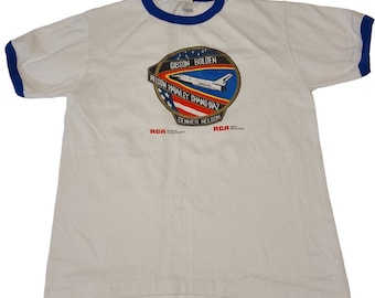 Vintage Space Shuttle COLUMBIA STS-61-C 1986 Ringer T-Shirt (M) Nasa RCA