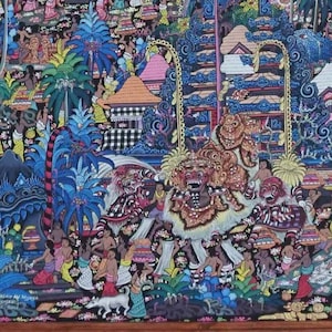 Unique Balinese Ceremony Painting on Canvas