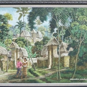 Bali Village Atmosphere, Balinese Painting, Original Painting, Home Decor