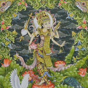 Original Balinese Dewi Sarawati Painting