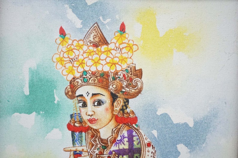 Legong Dance Painting, Bali Painting, Original Painting, Canvas Wall Art, Art Deco image 5