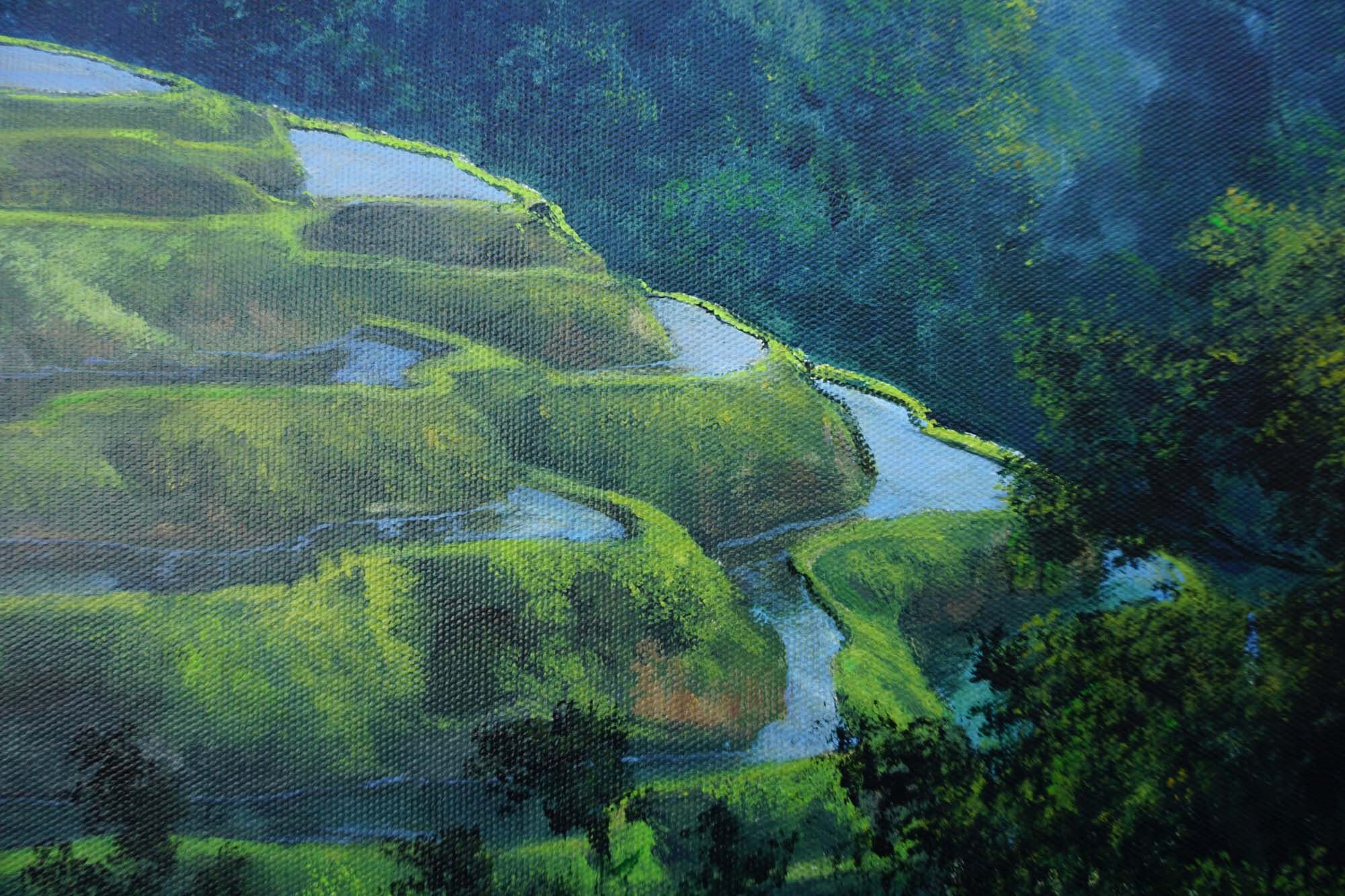 バリ島の風景油絵 - グリーンネイチャーアート - Etsy 日本