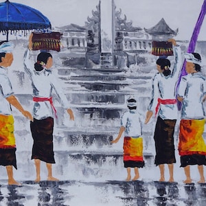 Balinese Ceremony Painting - Original Acrylic Art on Canvas