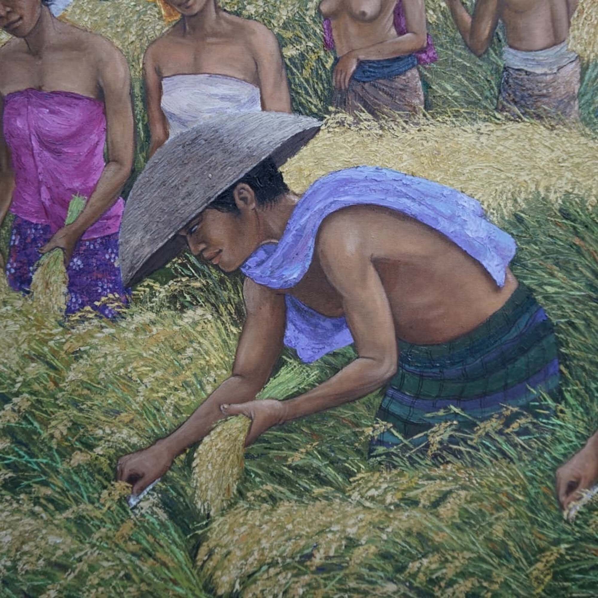 バリ島の田んぼを描いた収穫の絵画、室内装飾 - Etsy 日本