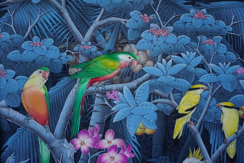 Nature Floral Painting Beautiful Bird Painting Landscape - Etsy