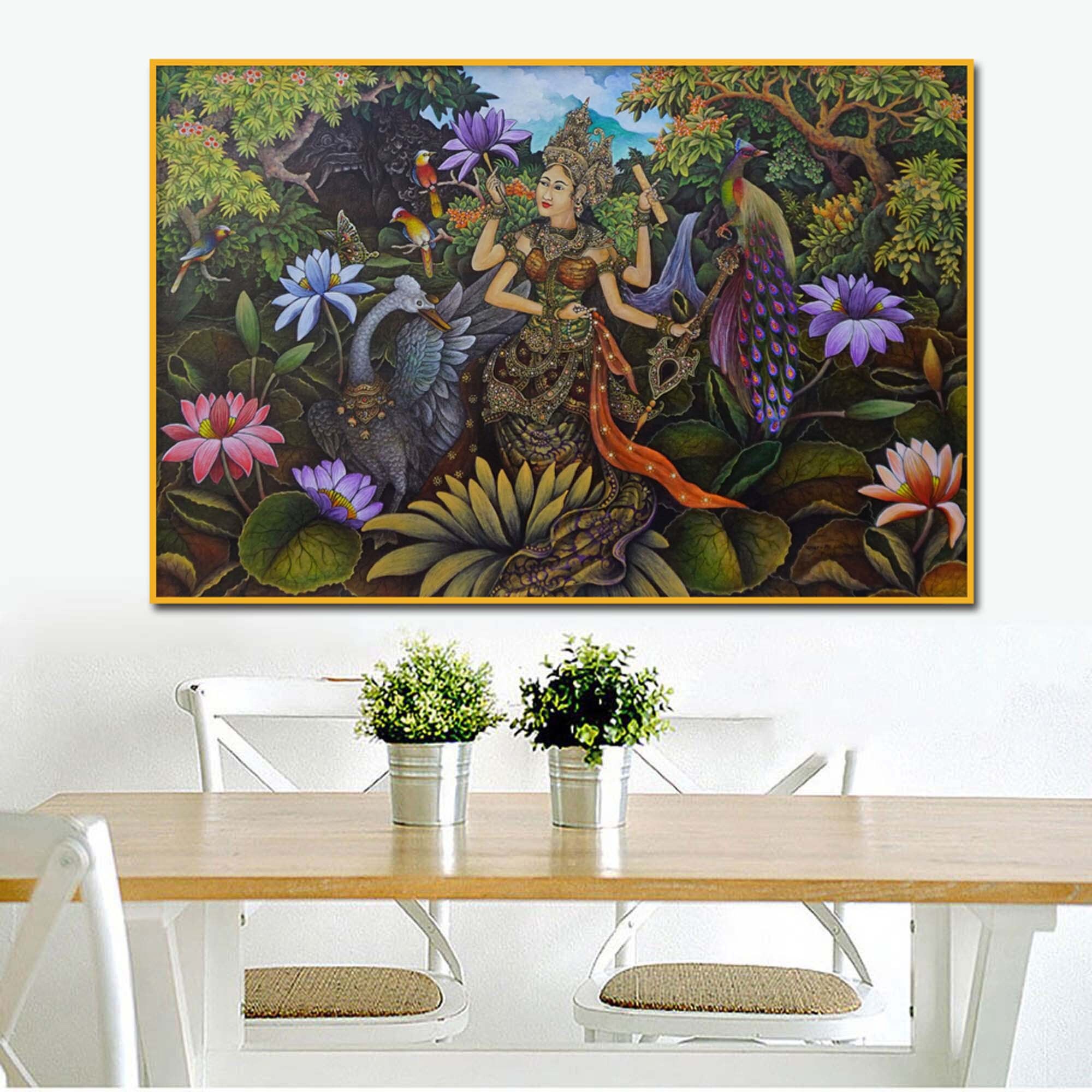 デウィ・サラスワティの絵画 - バリの伝統芸術 - Etsy 日本