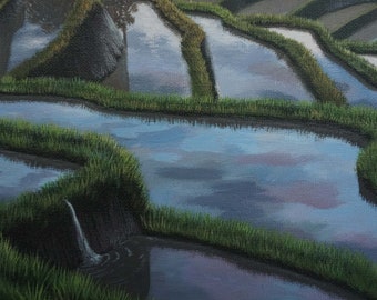 バリ島の田んぼの油絵 - ウブドの風景画 - Etsy 日本