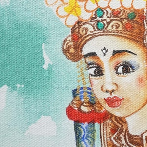 Legong Dance Painting, Bali Painting, Original Painting, Canvas Wall Art, Art Deco image 6