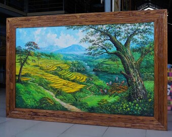 バリ島の棚田の油絵 - 手作りの風景画 - Etsy 日本