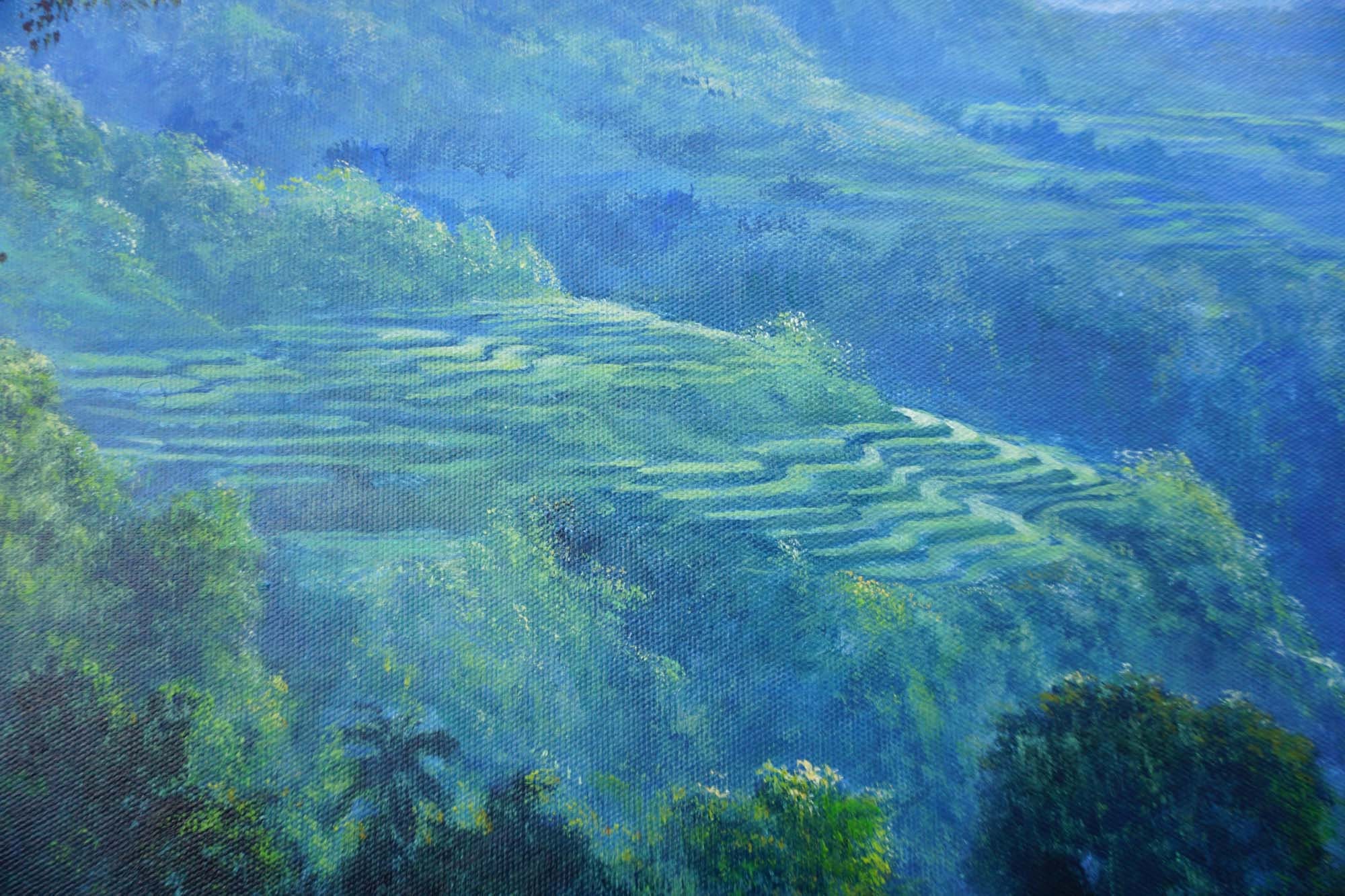 バリ島の風景油絵 - グリーンネイチャーアート - Etsy 日本