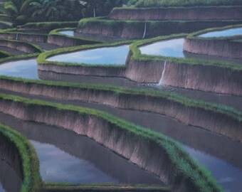バリ島の棚田の油絵 - ウブドの風景画 - Etsy 日本