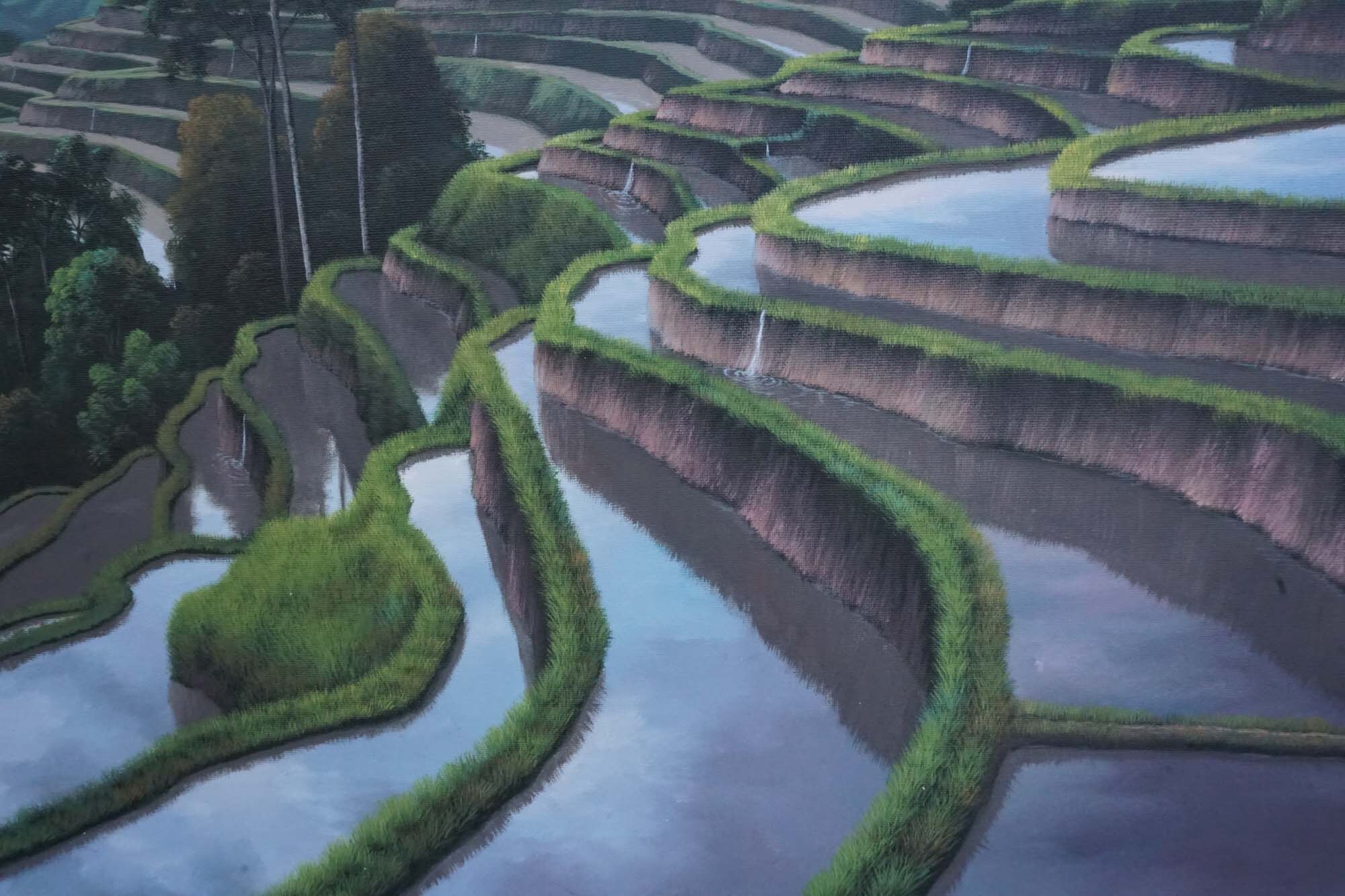 バリ島の棚田の油絵 - ウブドの風景画 - Etsy 日本