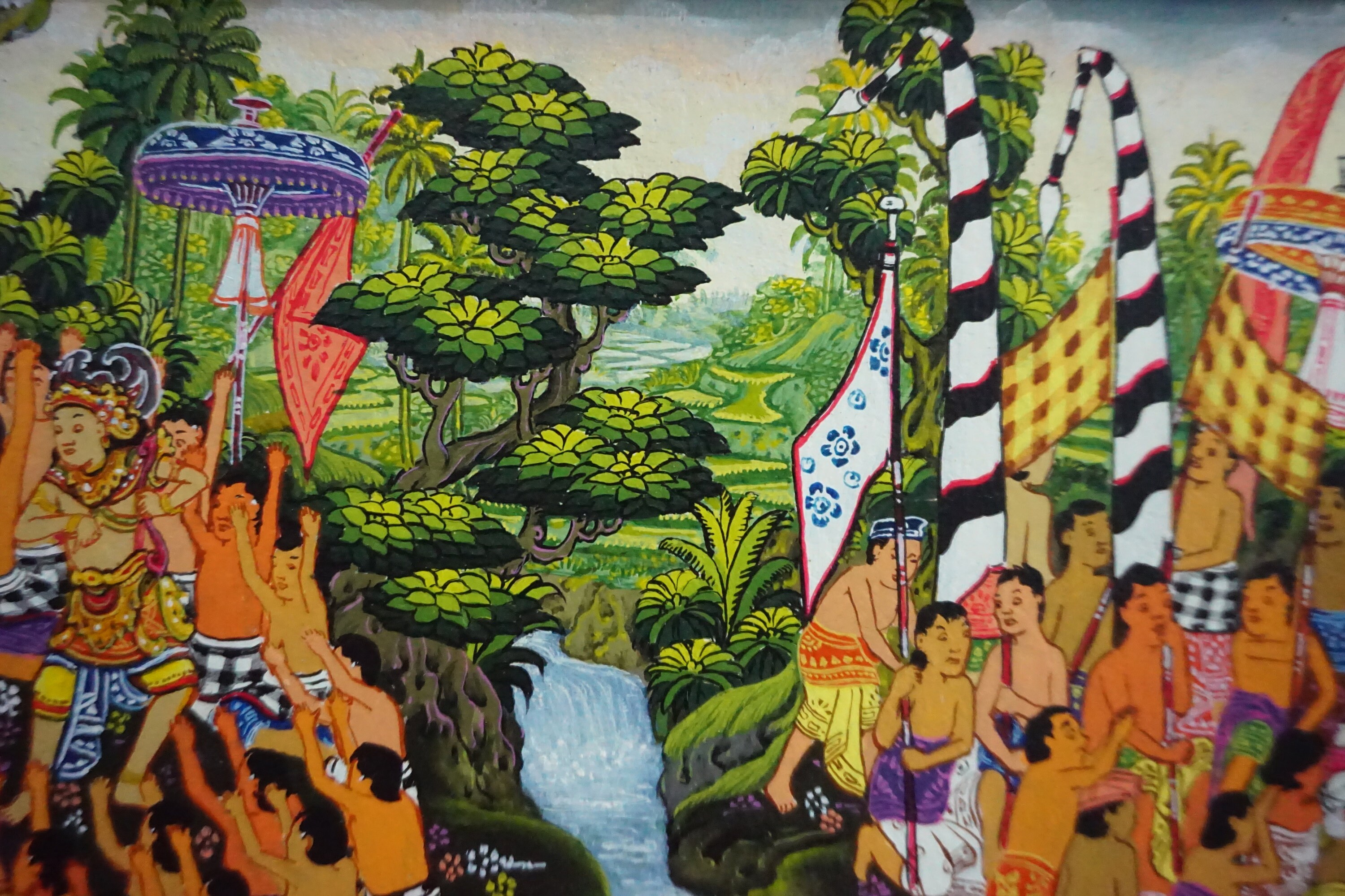 バリ島のバロン ケチャック ダンスの絵画、オリジナル絵画、室内装飾