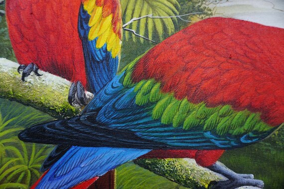 コンゴウインコ　絵画 アカコンゴウインコの油絵：ジャングルの鳥のオリジナルアート - Etsy 日本