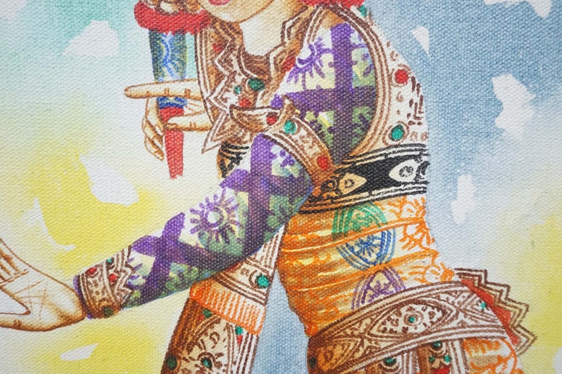 Legong Dance Painting, Bali Painting, Original Painting, Canvas Wall Art, Art Deco image 7