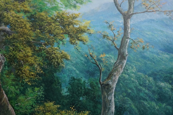 バリ島の風景油絵 - オリジナルの森の風景画 - Etsy 日本