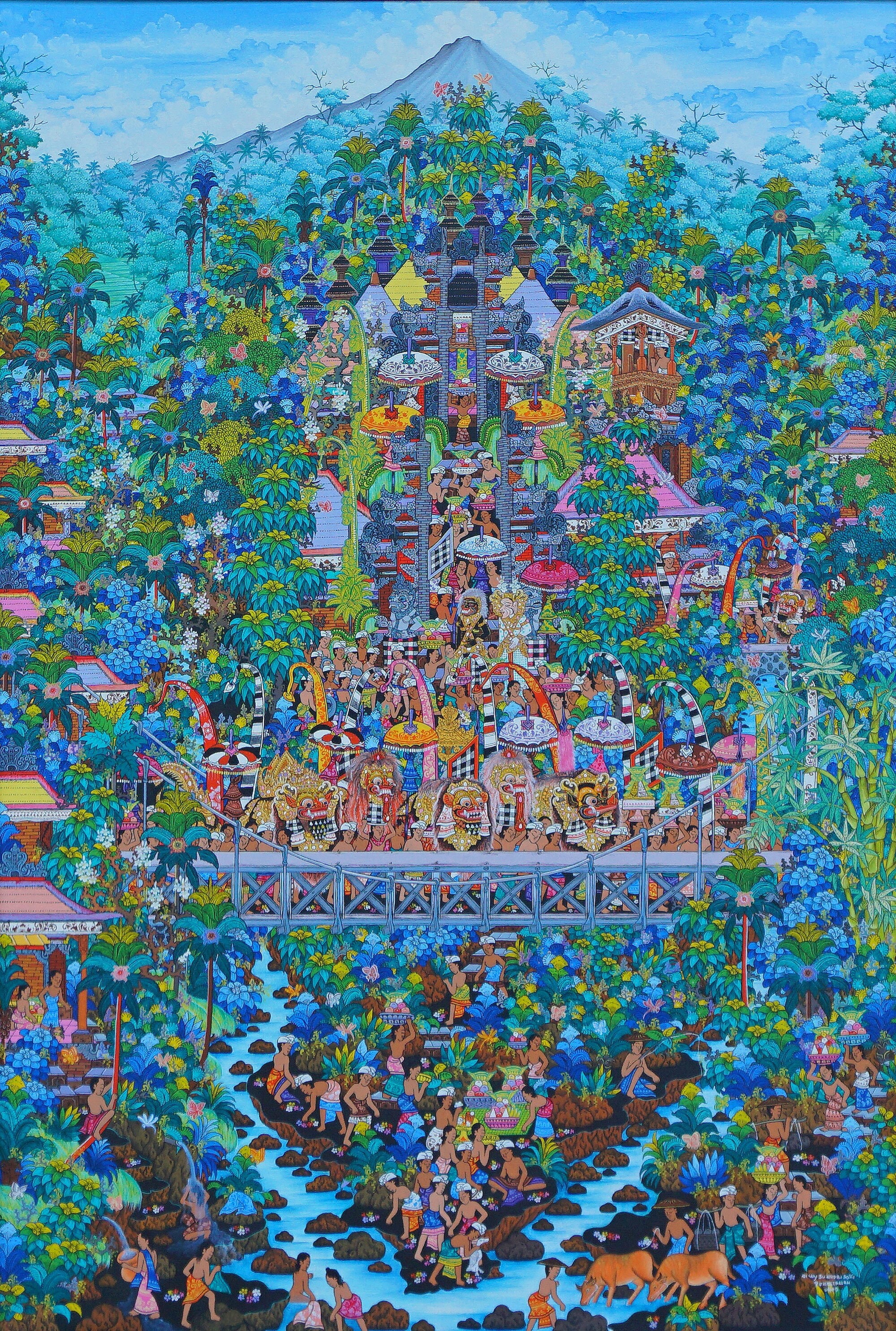 バリ島ウブド絵画 バリ島ケチャックダンスの油絵：ウブドのオリジナルアート - Etsy 日本