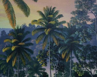 バリの絵画　ウブド　田園風景　油絵 バリの絵画ウブド田園風景油絵