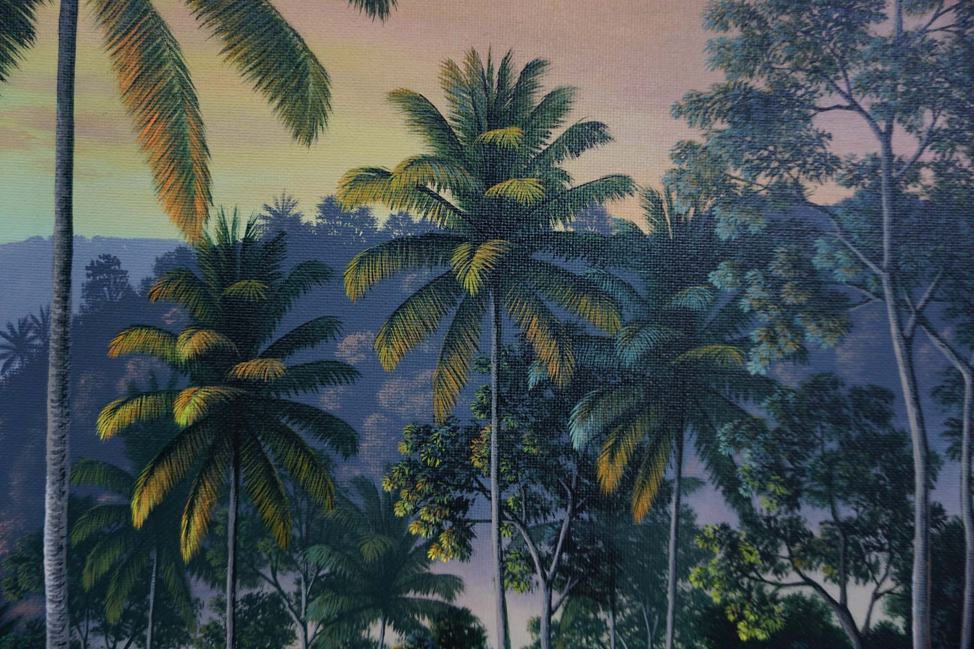 絵画　熱帯の棚田風景　油彩画 絵画 熱帯の棚田風景 油彩画