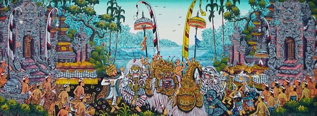 バリ島のバロンダンスの絵画 - 壁アート - Etsy 日本