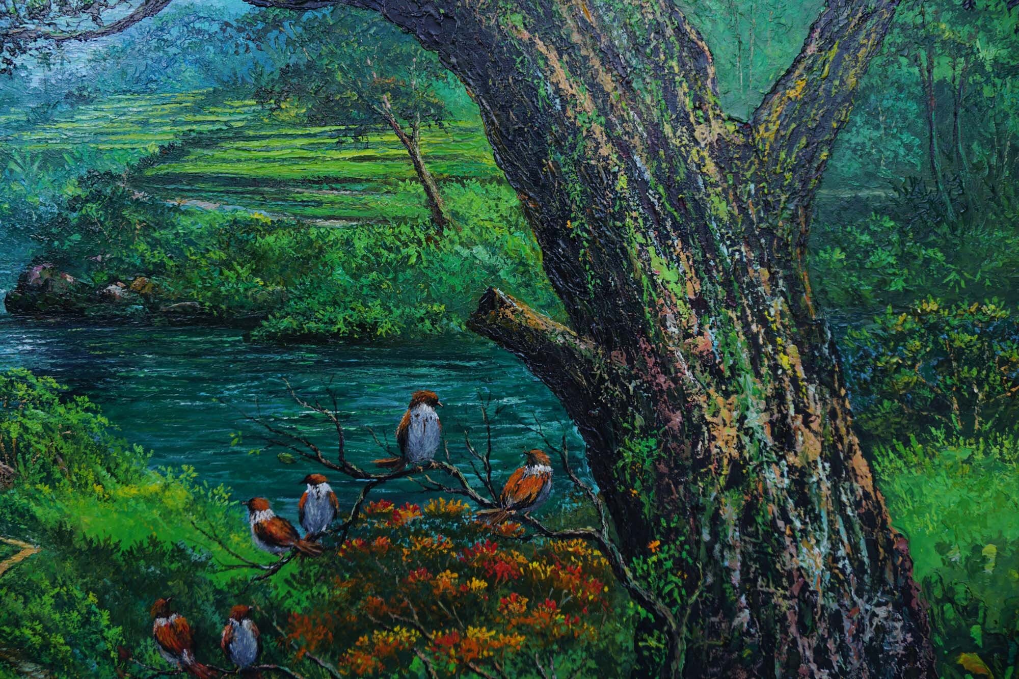 バリ島の棚田の油絵 - 手作りの風景画 - Etsy 日本