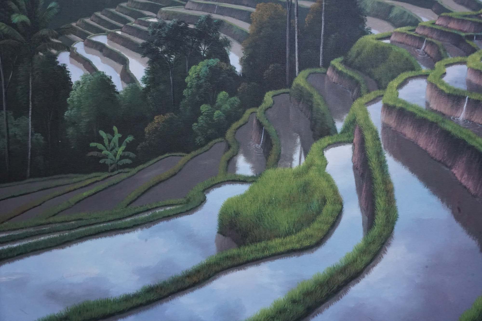 バリ島の棚田の油絵 - ウブドの風景画 - Etsy 日本