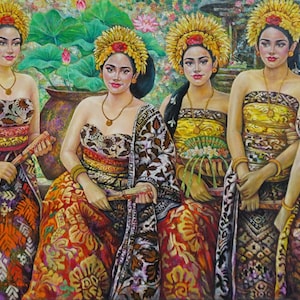 Balinese Girls Painting - Original Acrylic Wall Art