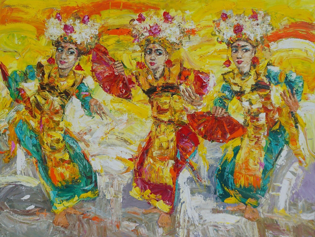 バリ舞踊の女性油彩画 バリ舞踊の女性油彩画