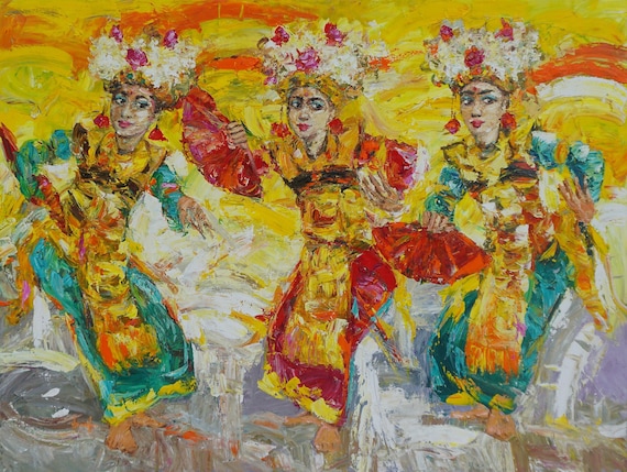 バリ舞踊絵画、オリジナルアート - Etsy 日本